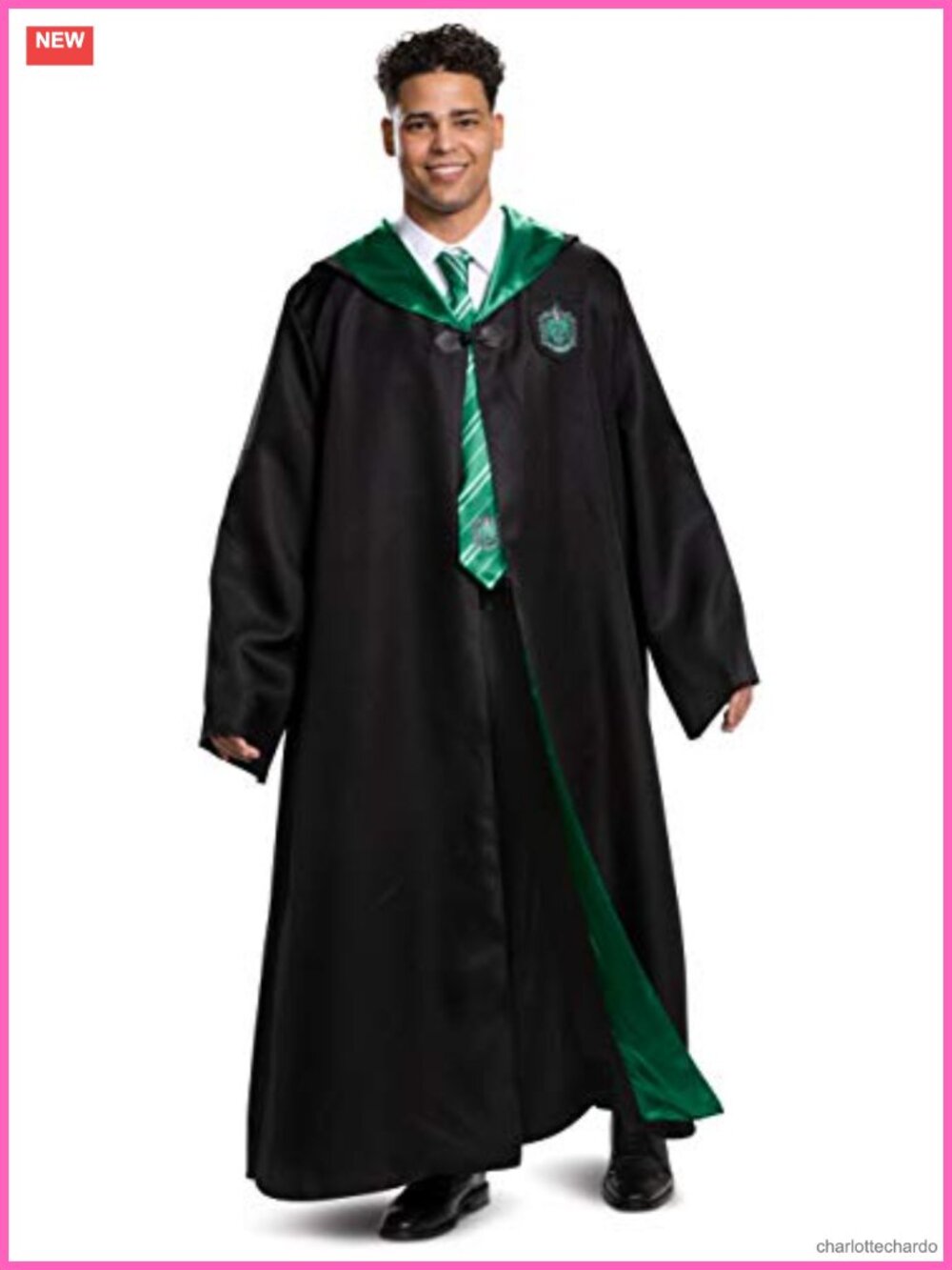 Deluxe Slytherin Wizard Robe Full Twill Satin Lined Hooded Costume Cloak